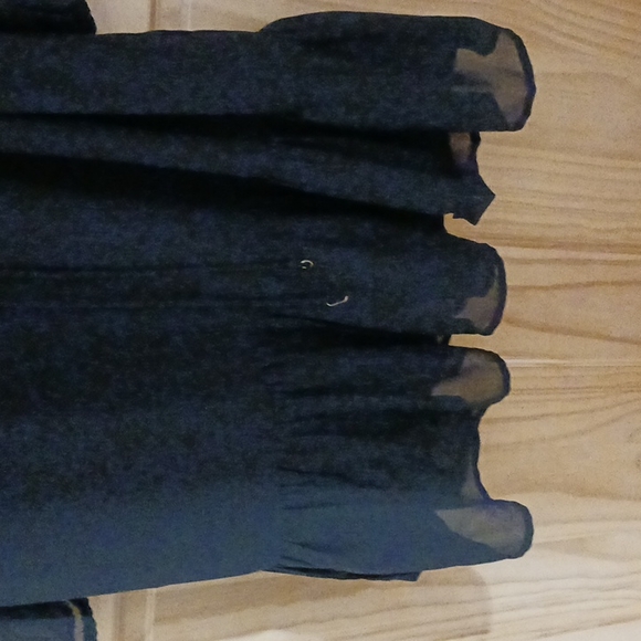 NY&Co.Black dress open shoulder long sleeve Small NWT V Neck pockets eyelet trim - Picture 5 of 7